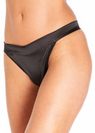 Black stretch silk thong