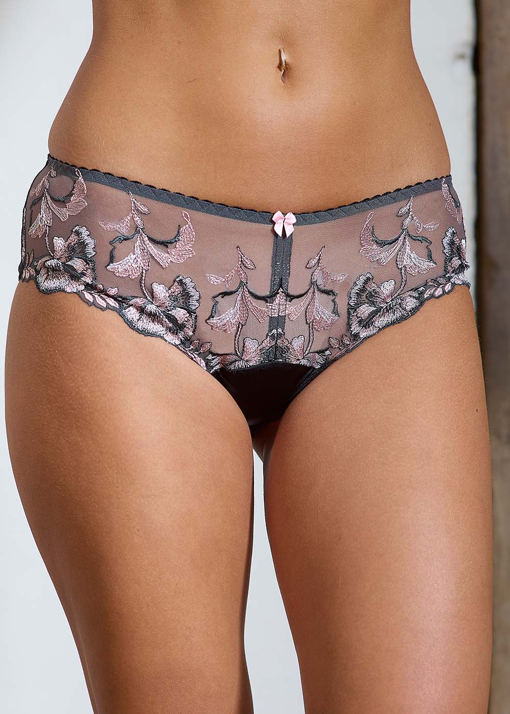 Black silk hipster briefs