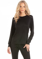 Long sleeved vest & longjohns in black heavyweight silk jersey