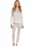 Long sleeved vest & longjohns in ivory lightweight silk jersey