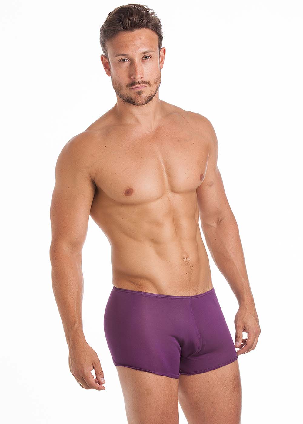 Amethyst silk jersey mini shorts