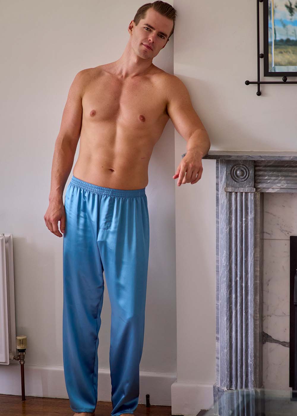 Blue haze silk pyjama trousers