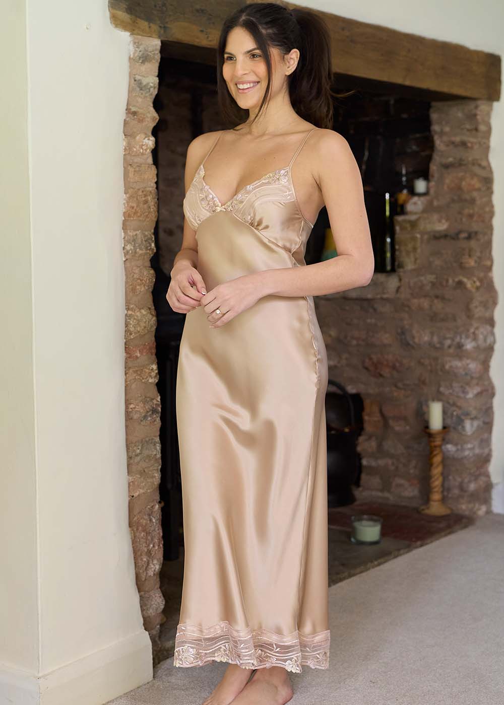 Oyster silk nightdress