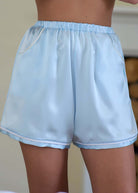 Blue silk pyjama shorts