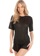 Black lightweight silk jersey vest & shorts