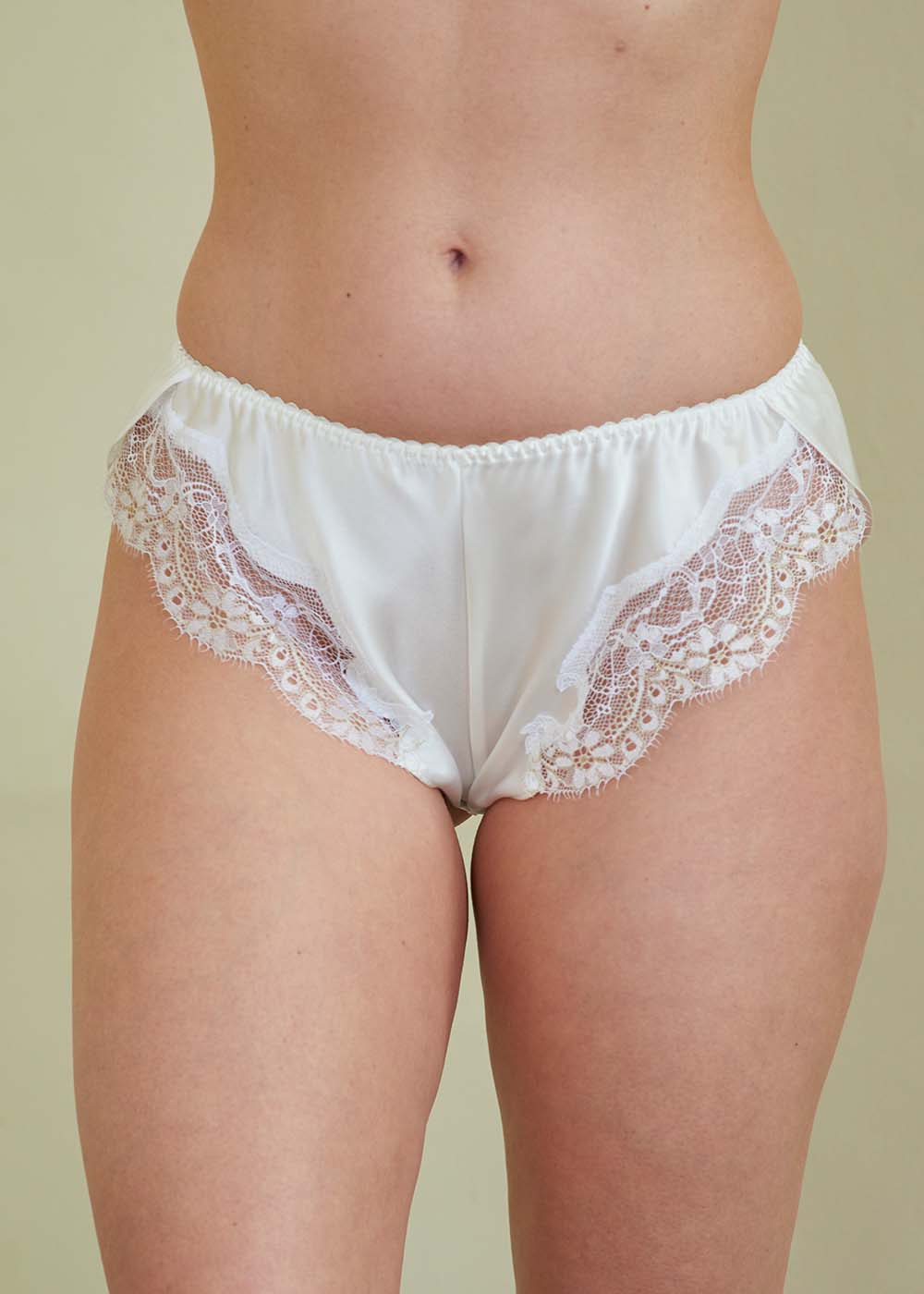 Ivory silk tap pants