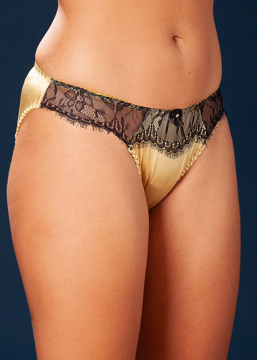Gold stretch silk briefs