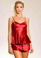 Cranberry silk camisole & French knickers