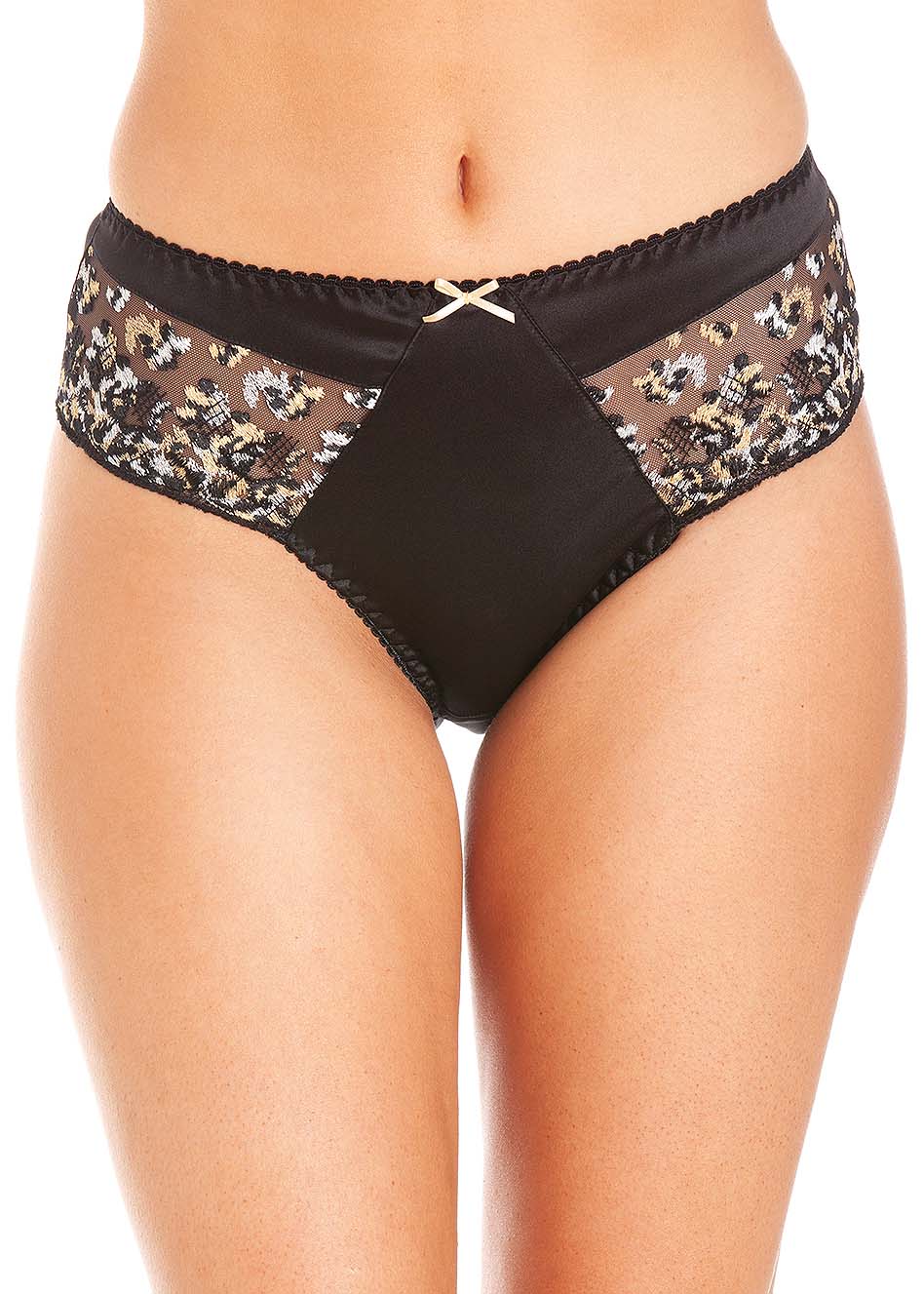 Black silk deep brief