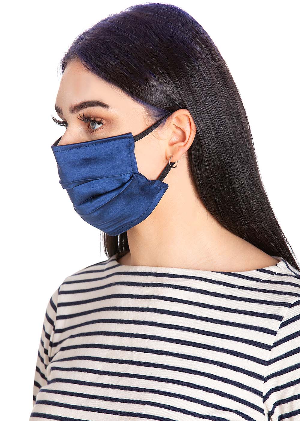 Navy silk face mask