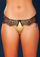 Gold stretch silk thong