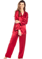 Cranberry silk pyjama jacket & trousers