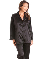 Black stretch silk pyjama jacket & trousers