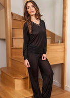 Black silk jersey motif vest & lounge pants