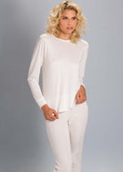 Long sleeved vest & longjohns in ivory heavyweight silk jersey