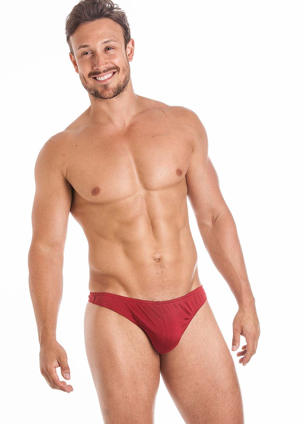 Berry silk jersey thong