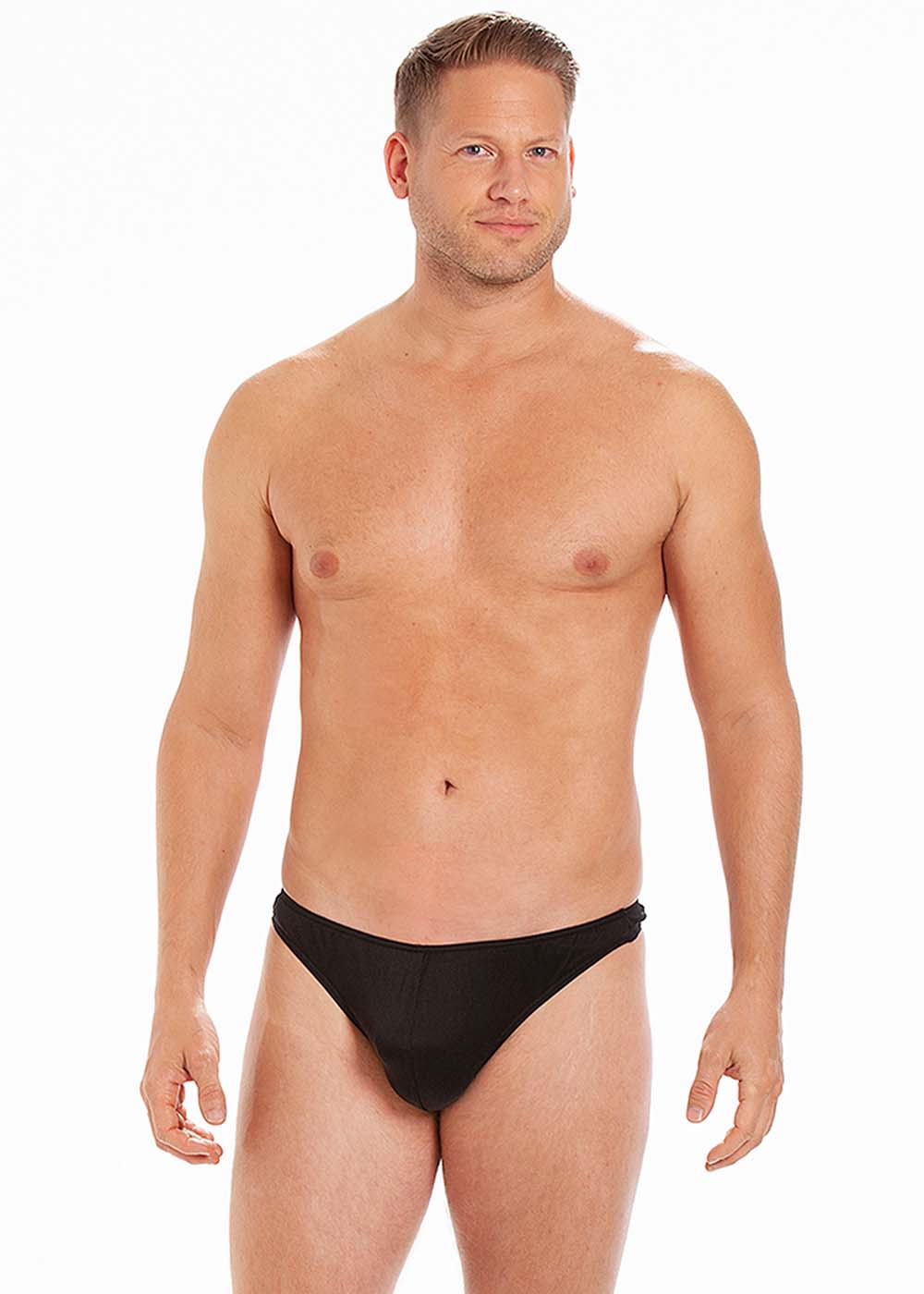Black silk jersey thong