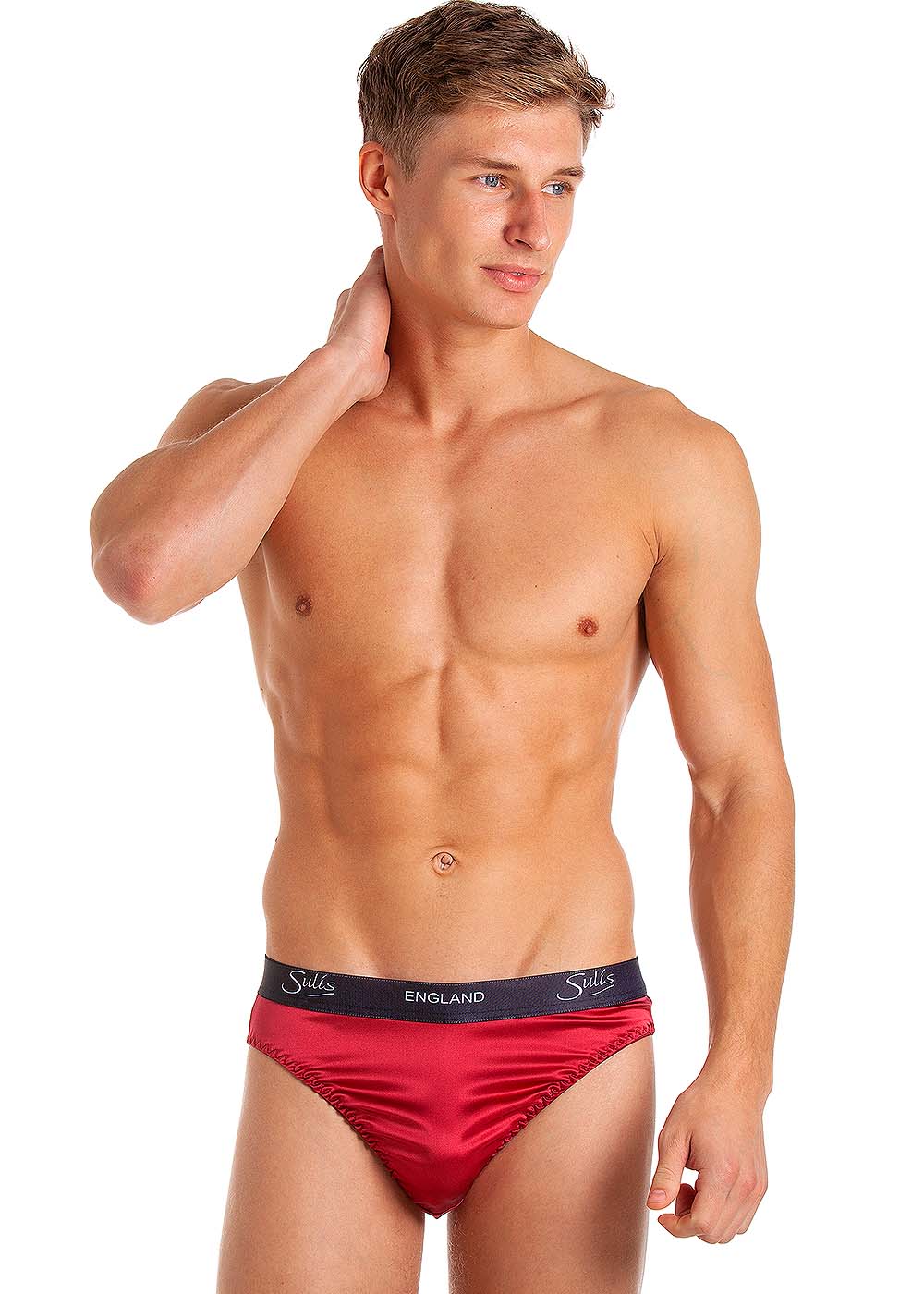 Cranberry stretch silk brief