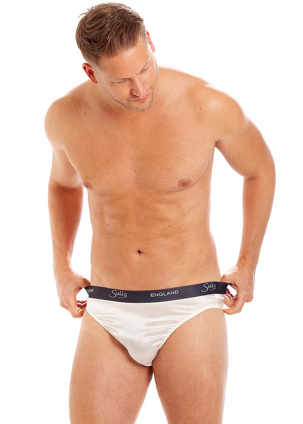 Ivory stretch silk brief