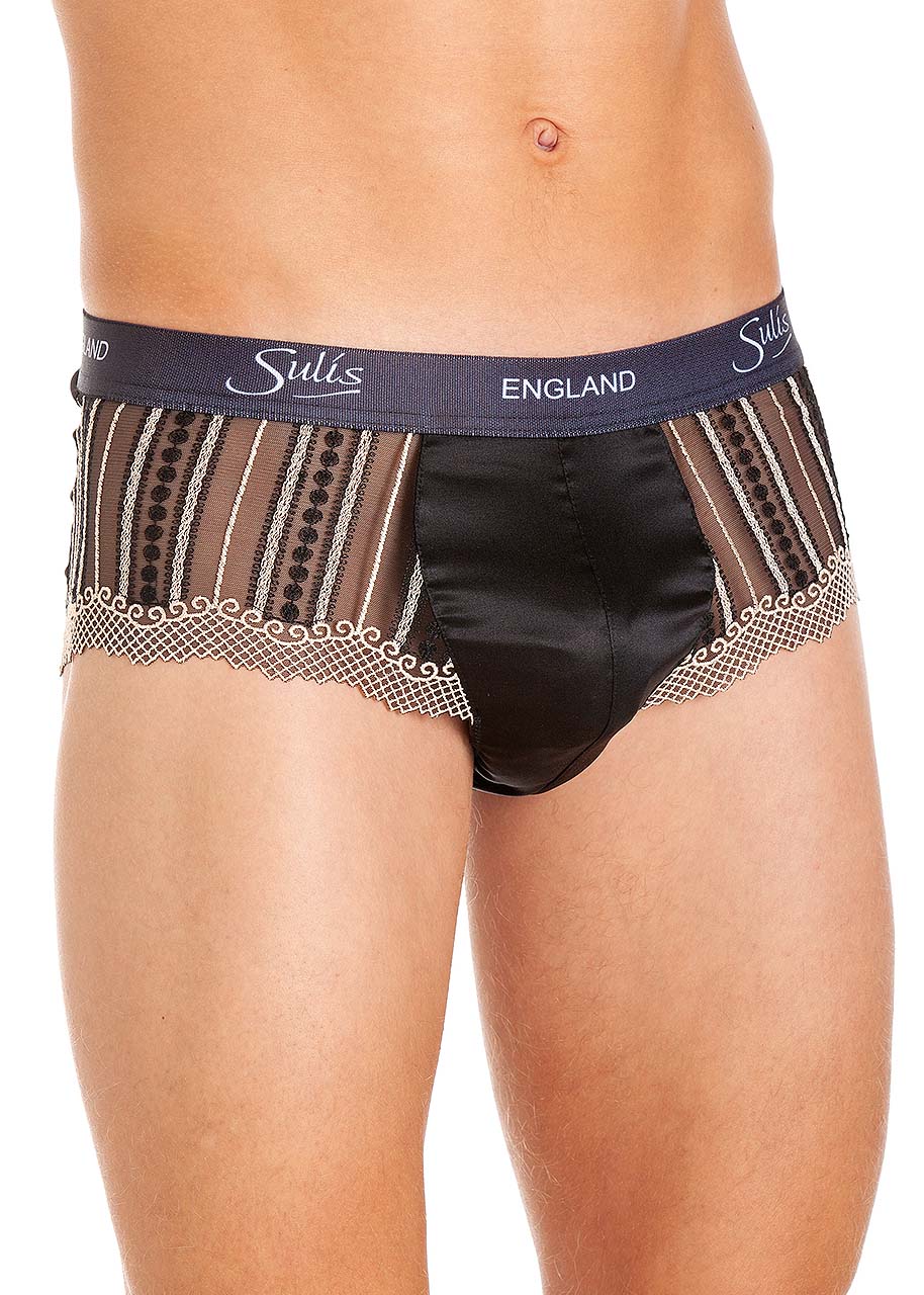 Black silk brief