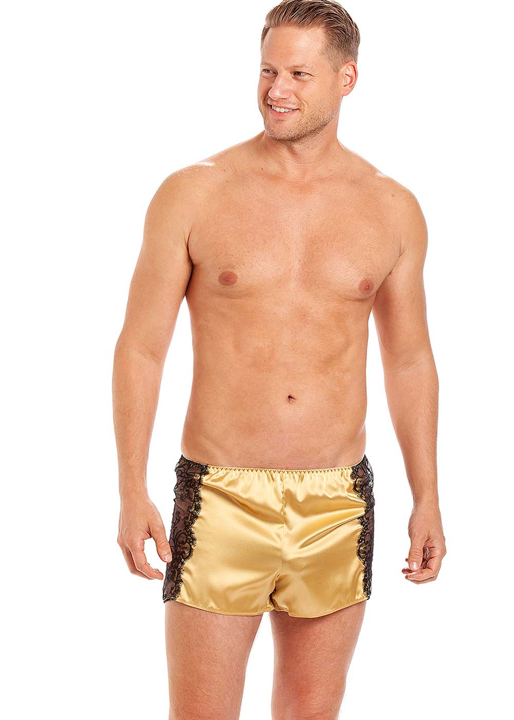 Gold silk shorts