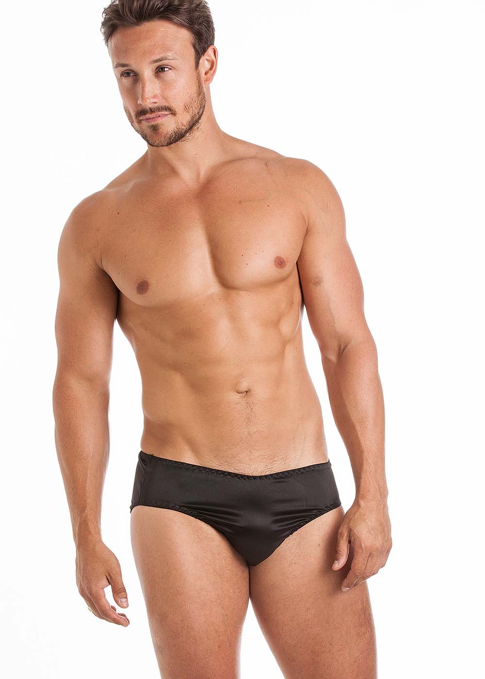 Black silk brief