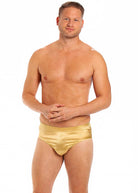 Gold stretch silk brief