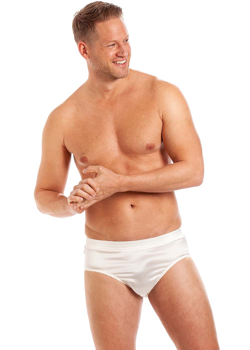 Ivory stretch silk brief