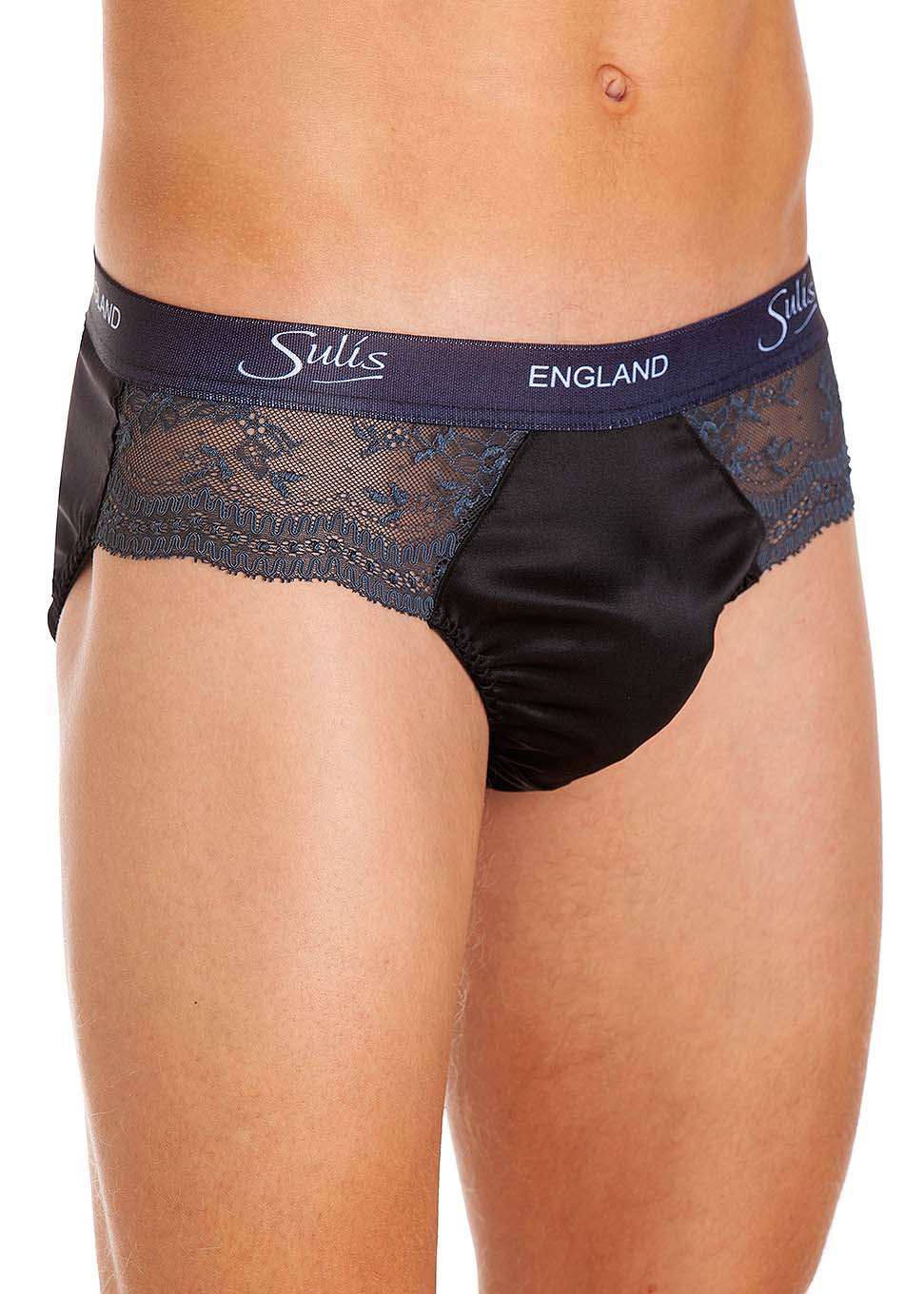 Black silk brief