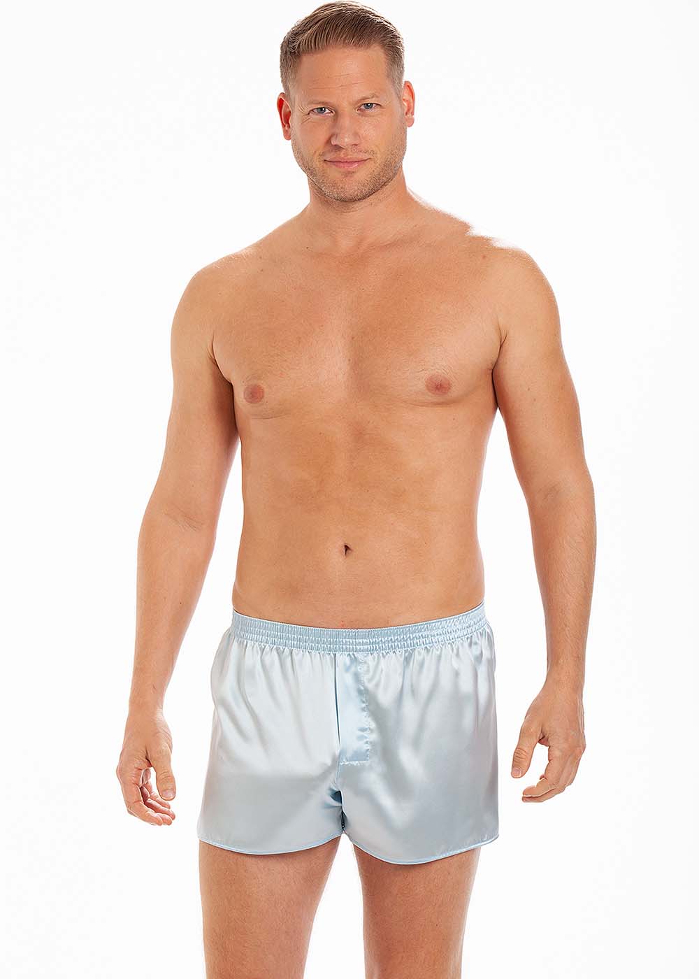 Blue silk boxer shorts