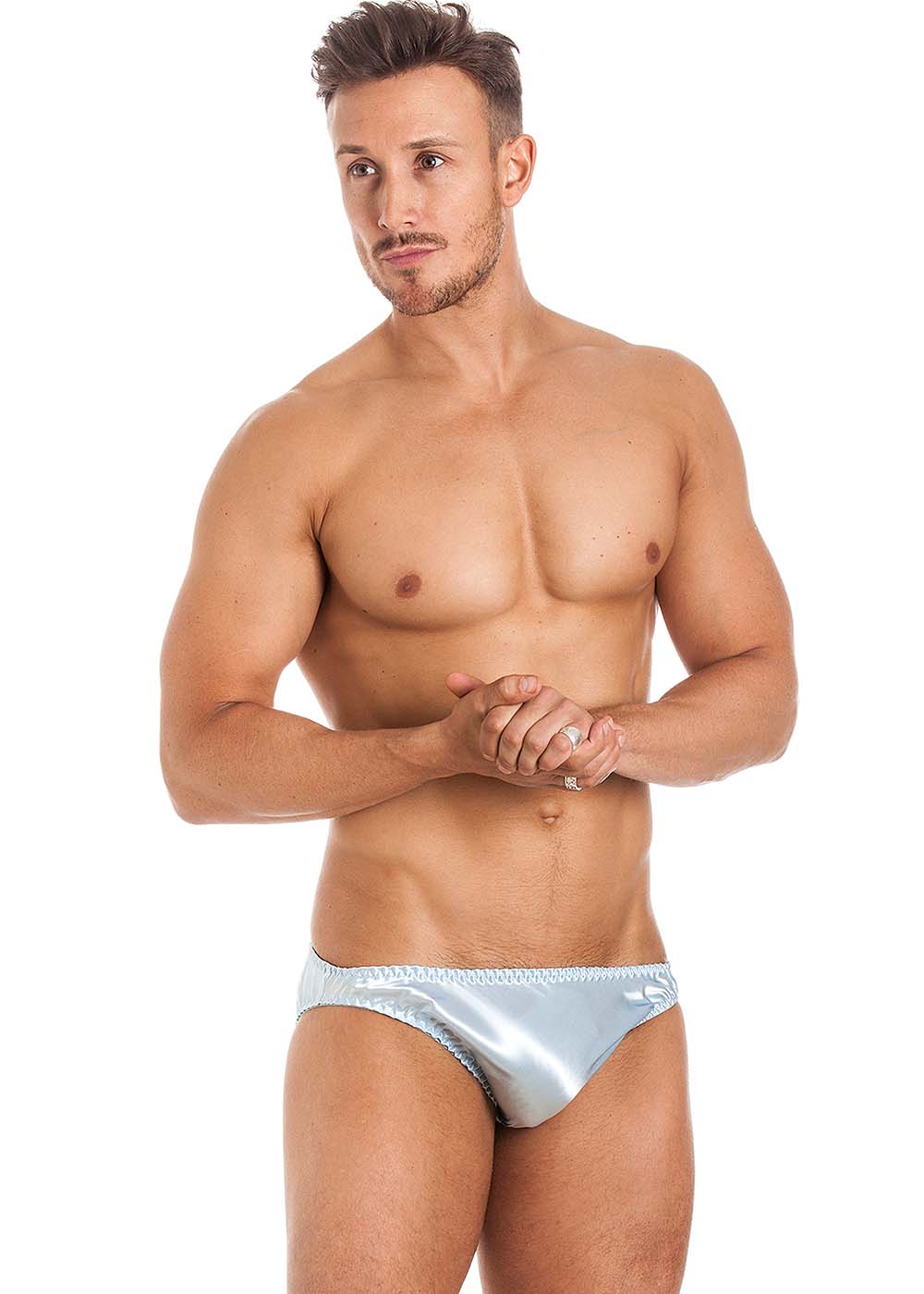 Blue silk brief