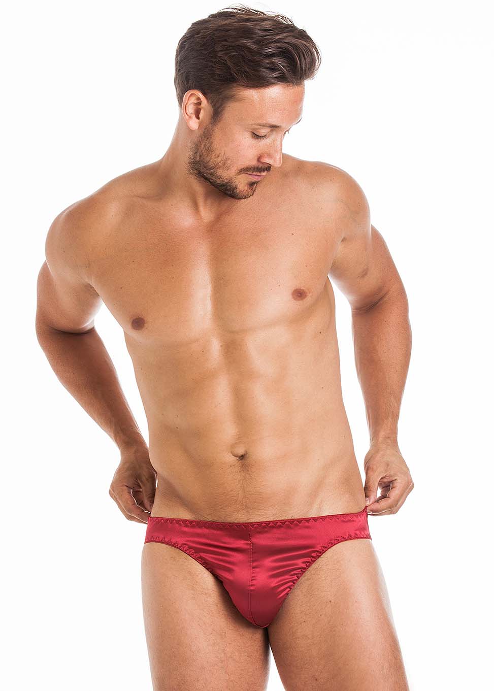 Cranberry stretch silk brief