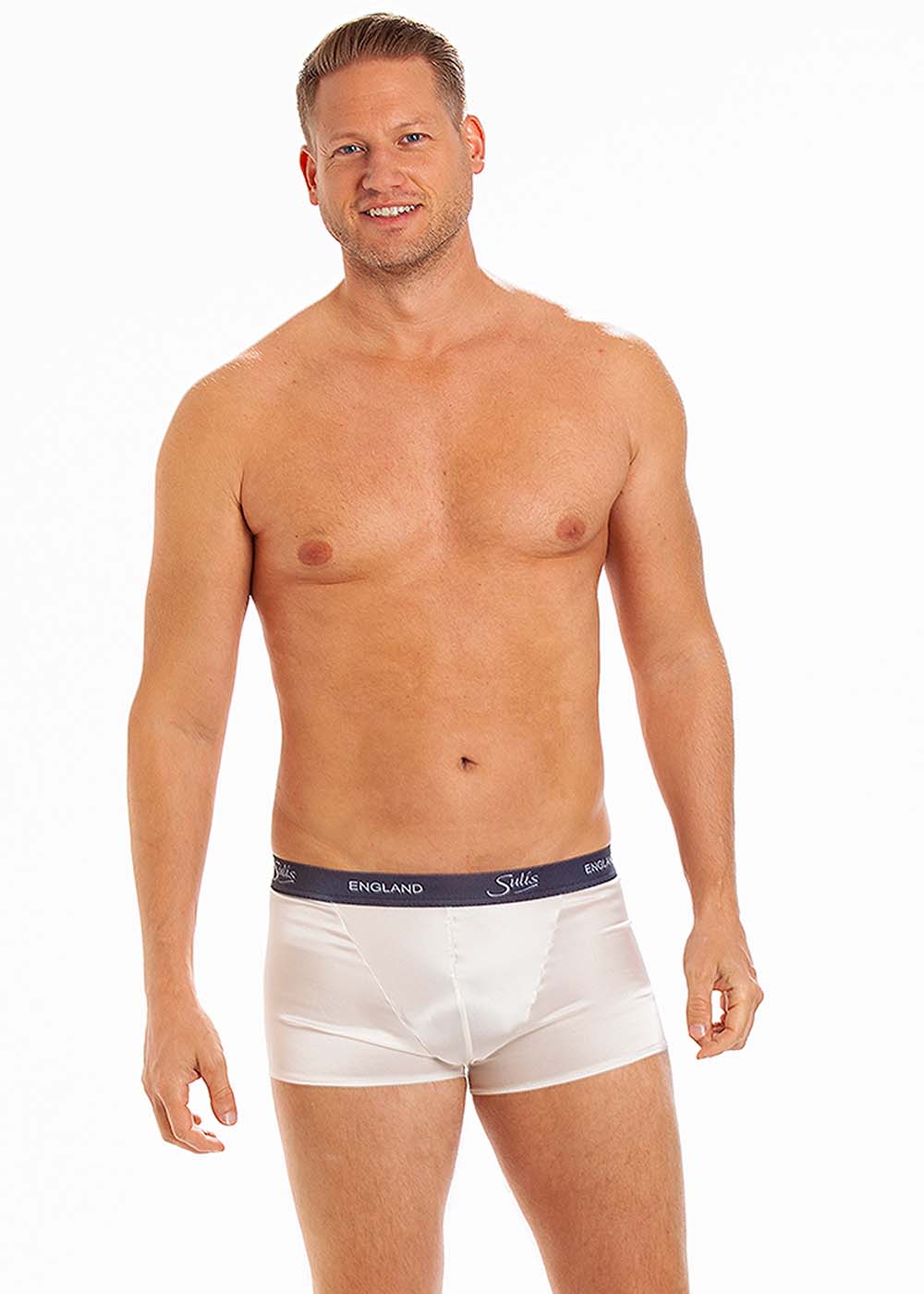 Ivory stretch silk boxer brief