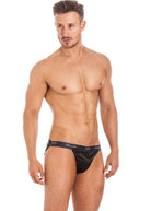 Black stretch silk tanga brief