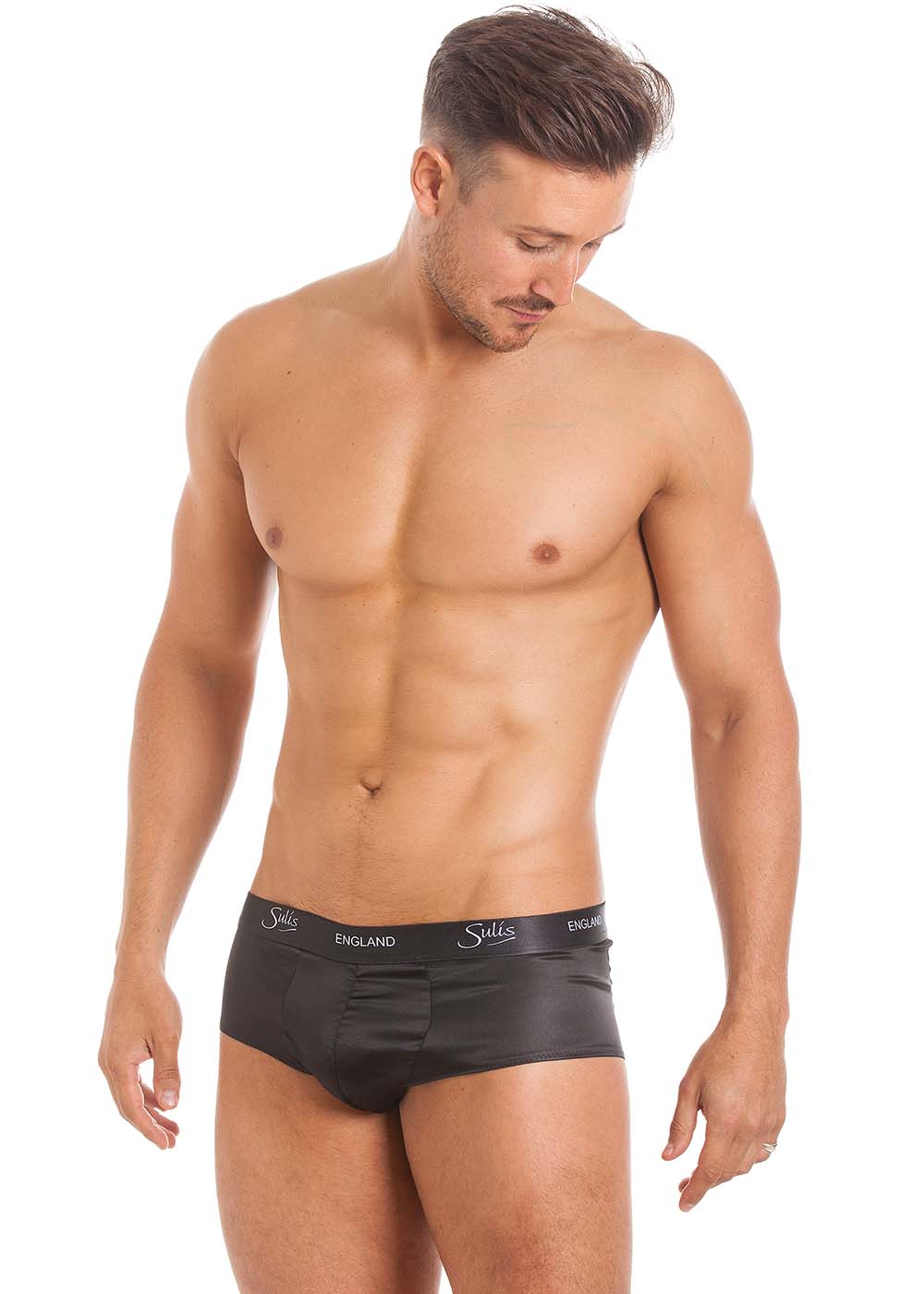 Black silk brief