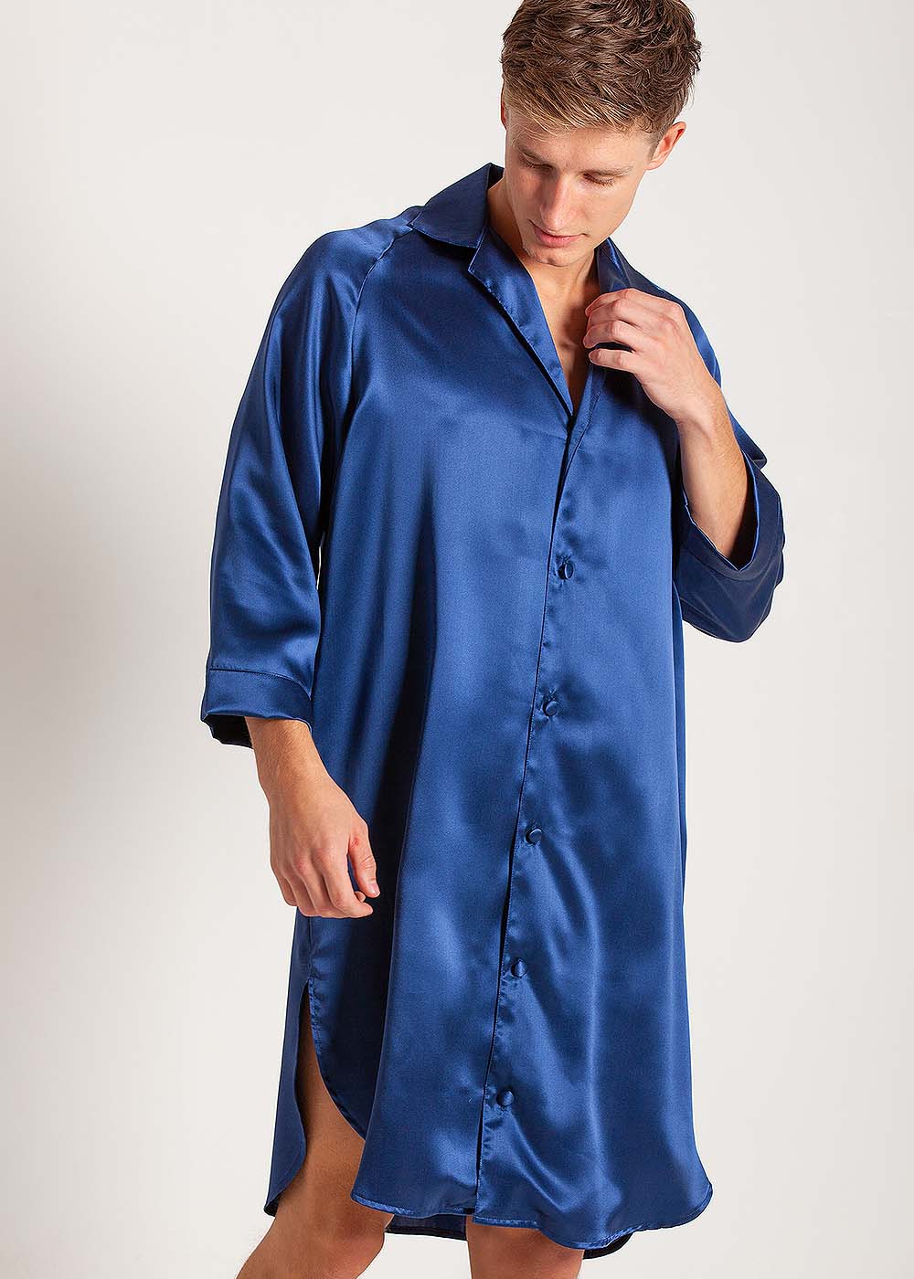 Navy silk nightshirt