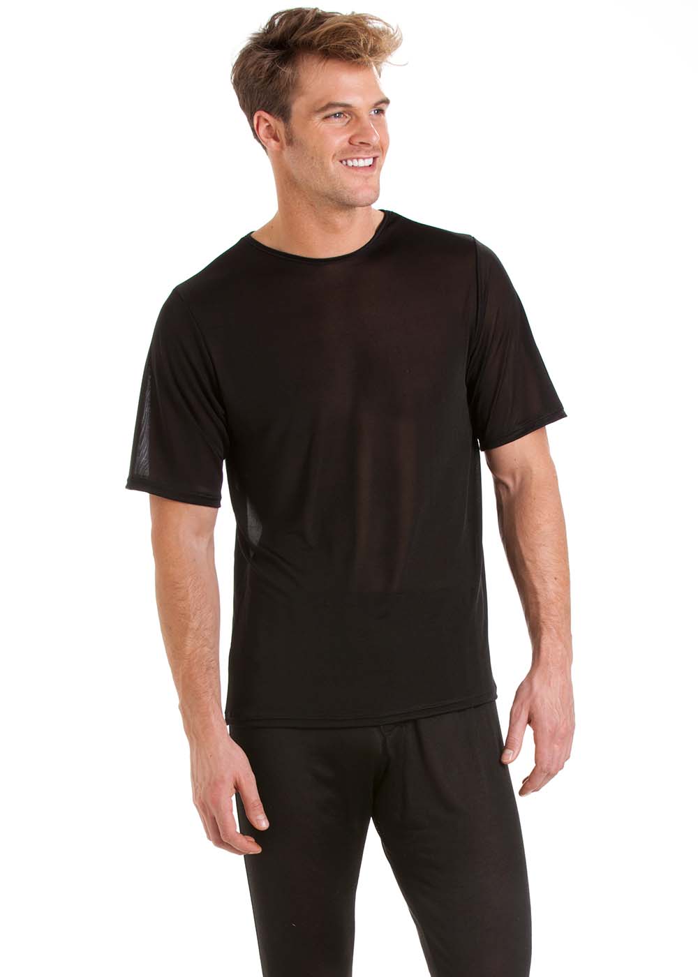 Black silk jersey T short & long johns