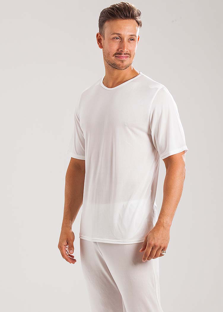 Ivory silk jersey T shirt & lounge pants