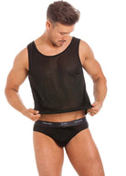 Black silk jersey singlet & briefs