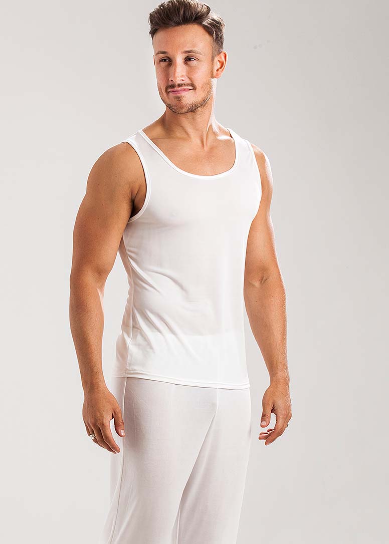 Ivory silk jersey singlet & lounge pants
