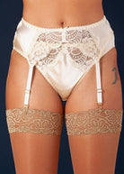 Champagne silk suspender & string