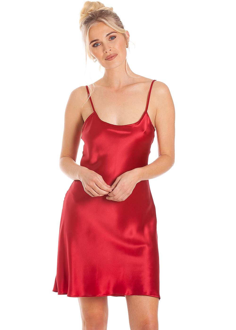 Cranberry silk slip