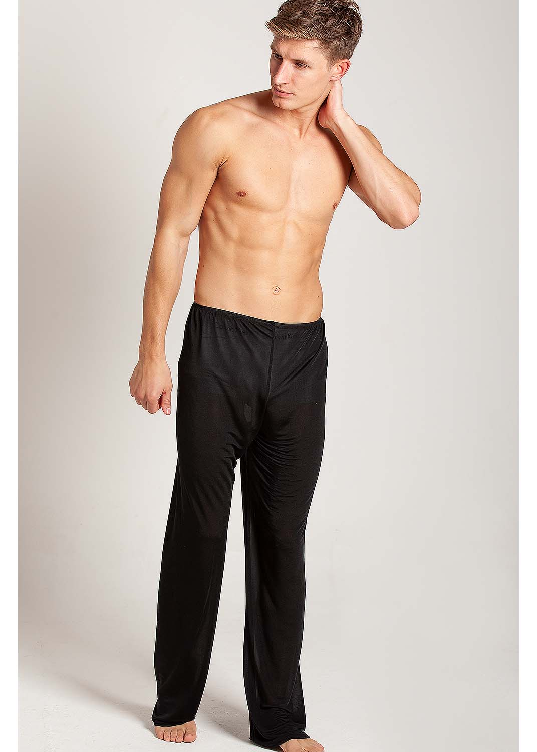 Black silk jersey lounge pants