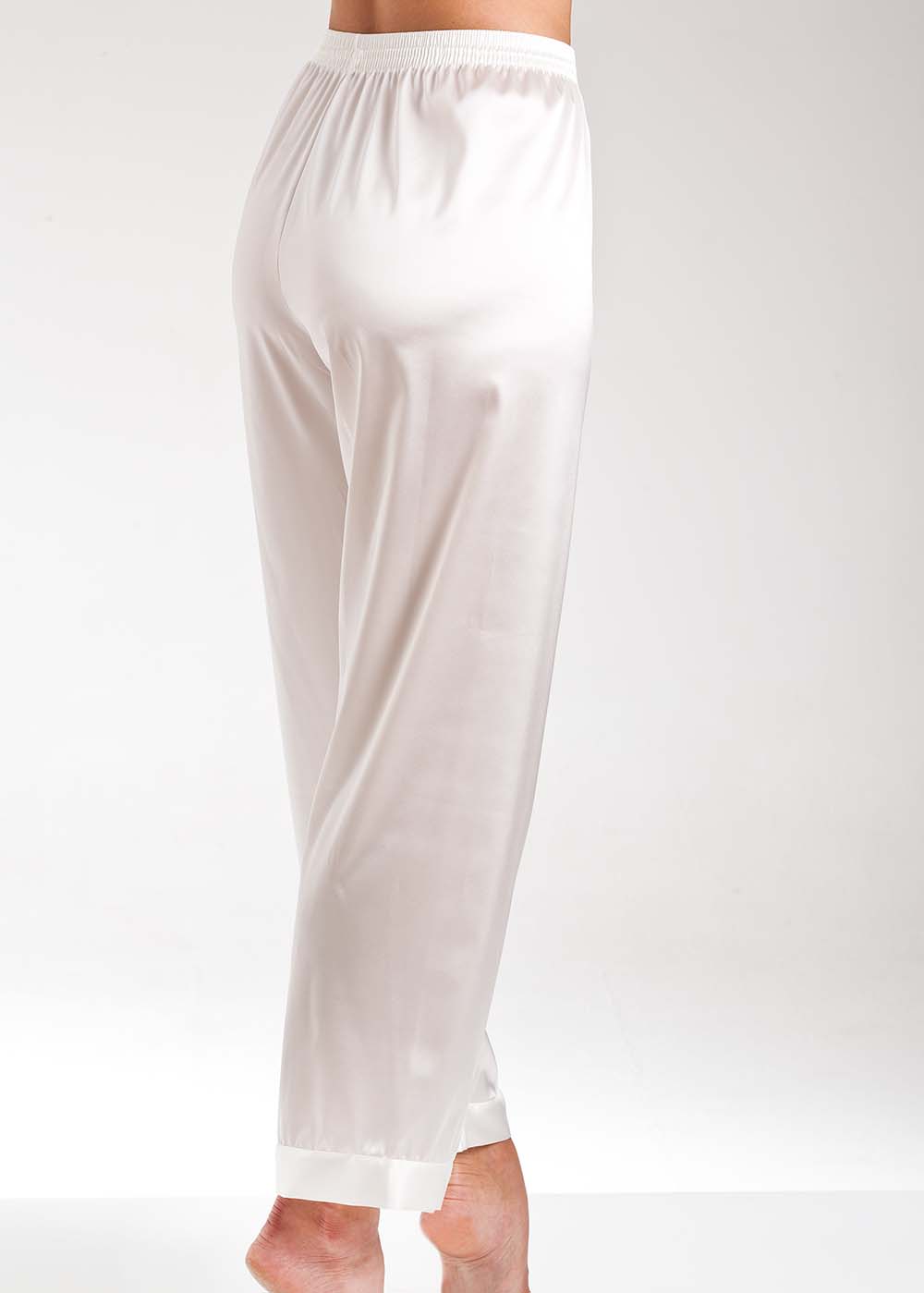 Ivory stretch silk pyjama trousers