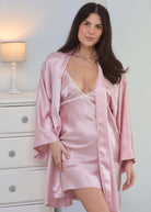 Shell pink silk chemise & kimono