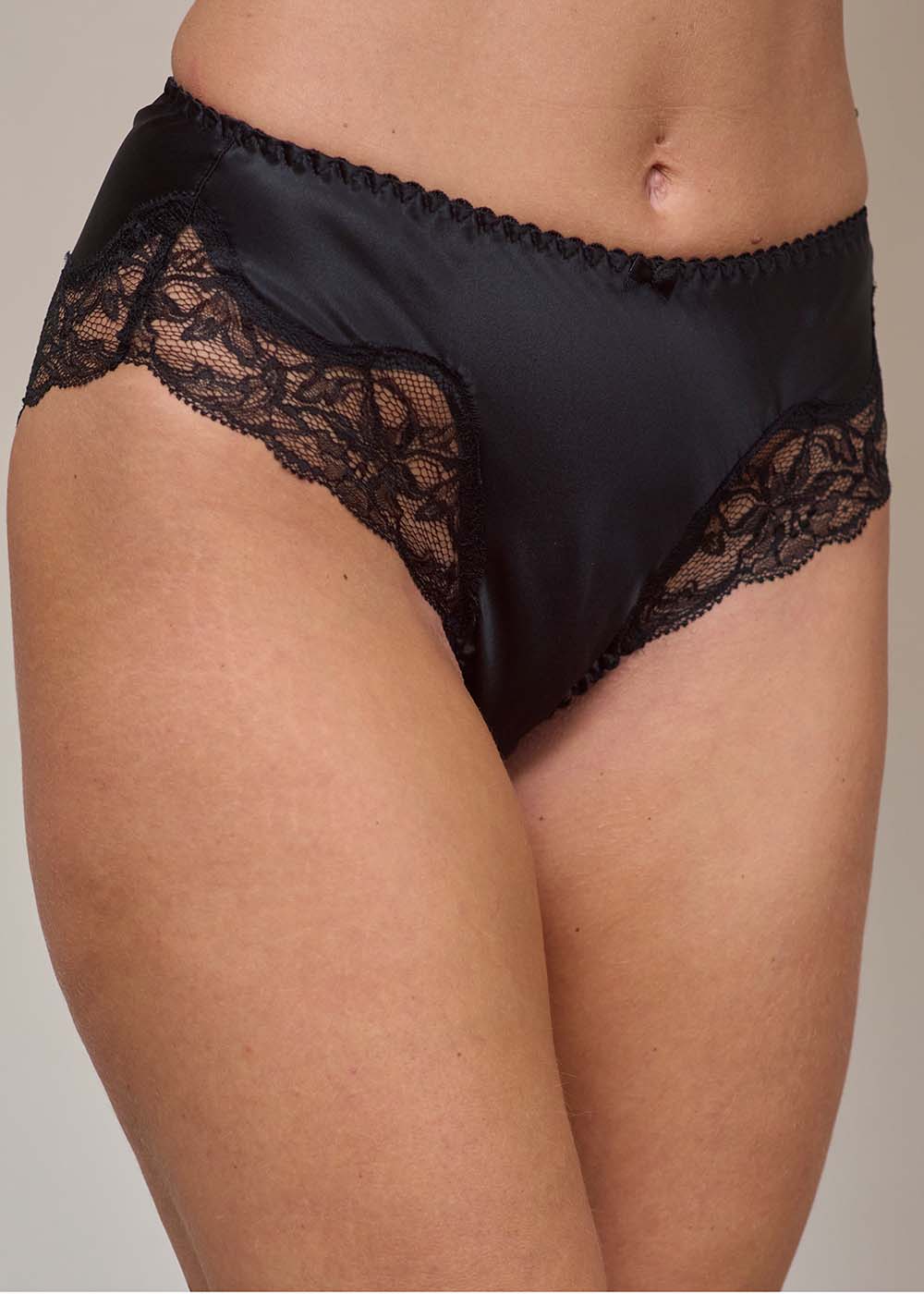 Black silk deep briefs