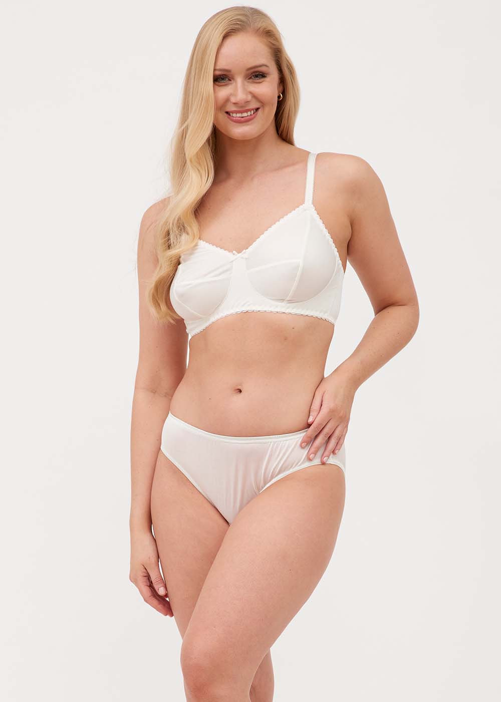 Ivory silk jersey soft bra & briefs