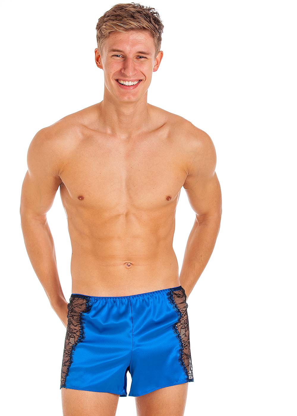 Peacock stretch silk shorts