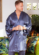 Storm silk men's short kimono