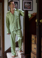 Pistachio silk pyjama jacket & trousers